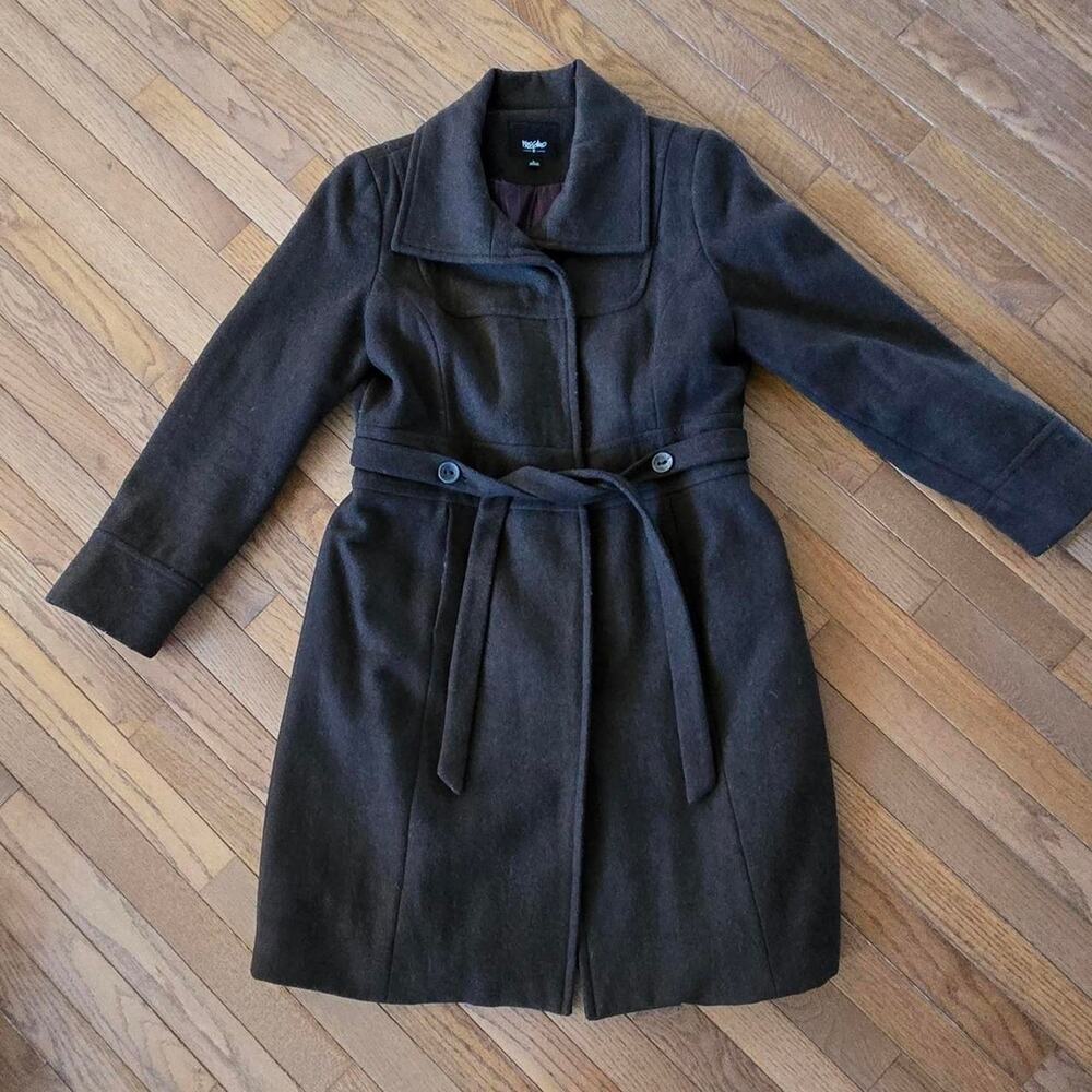 mossimo womens Brown wool blend coat with removable belt large